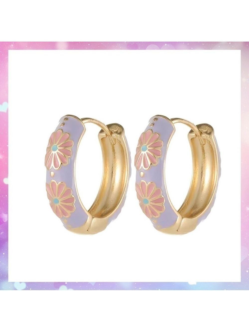 Purple Enamel Huggie Earrnings #618